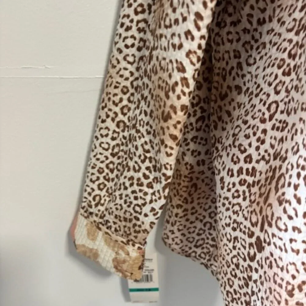 Alfred Dunner Jacket Womens 16 Pink Brown Floral Animal Print Quilted Statement - Picture 6 of 8